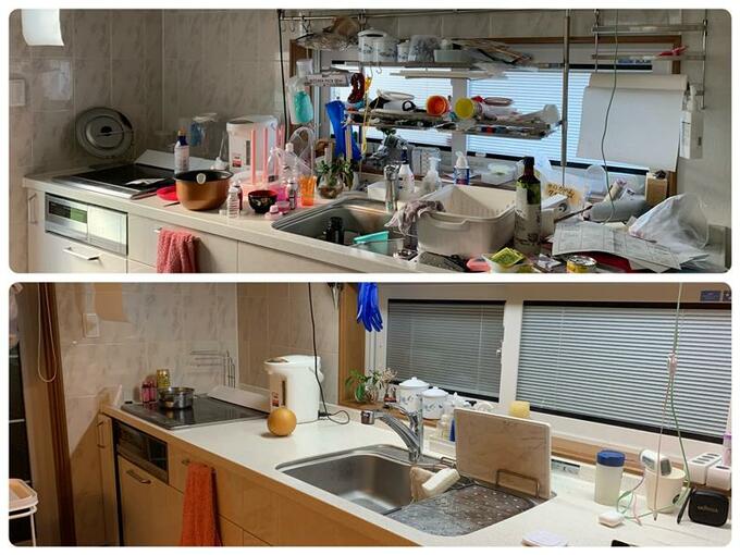 キッチンのビフォーアフター。