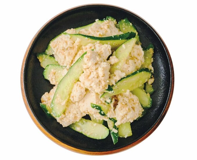 ちぎり豆腐とキュウリのナムル