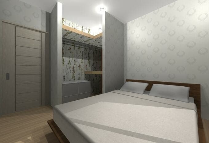 ベランダ側から見た寝室のパース