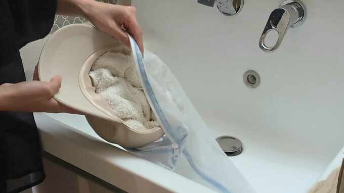 つば付き帽子の脱水方法