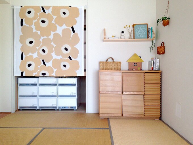 突っ張り棒を下げた状態