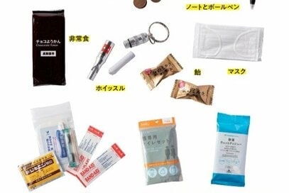 外出時の地震で命を守る「防災ポーチの中身」。マスクは小分けタイプ、熱中症対策のアメも