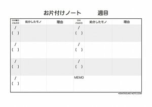 お片付けノート表