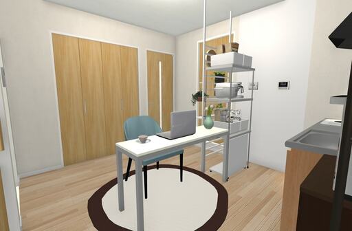 従来のDKにはワークテーブルを置き、テレワークができる空間に