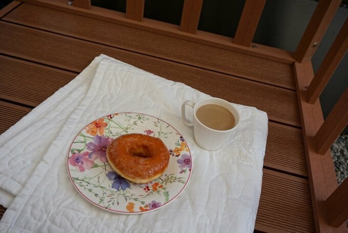 ウッドデッキでお茶