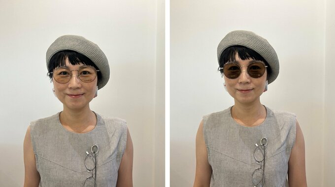 サングラス 濃淡 かけ比べ