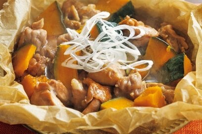 せいろで「カボチャと鶏モモの照り蒸し」レシピ。蒸すだけで簡単に秋の味わい