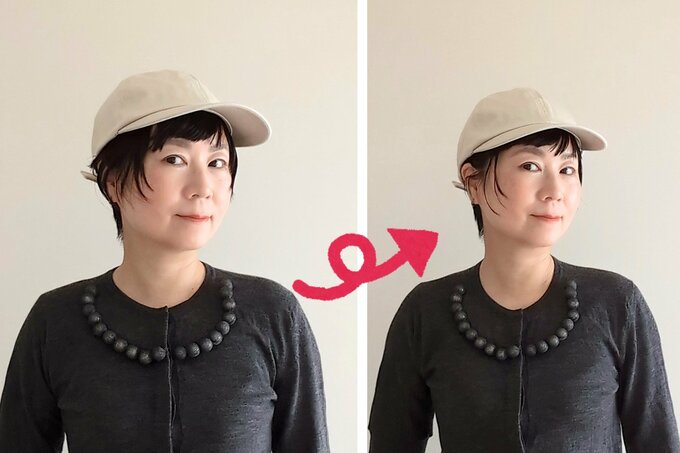 里和さんキャップのサイドの髪
