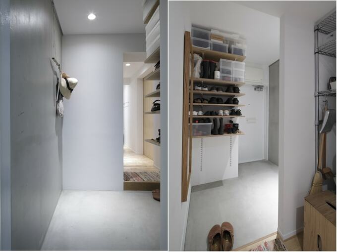 モルタル塗装の玄関