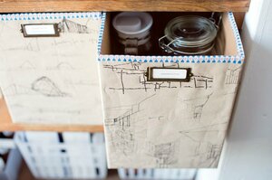 あき箱にカレンダーやシートをはっておしゃれにリメイク