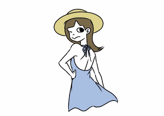 麦わら帽子の女性イラスト