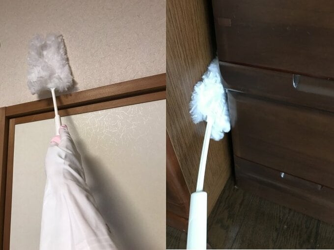 ハンディモップで高いところと狭いところを掃除