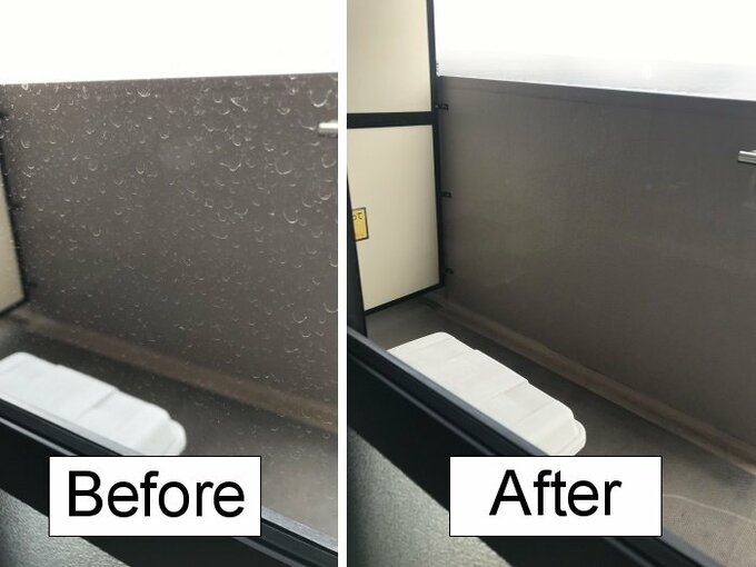 窓を掃除する前と掃除した後を比較する画像