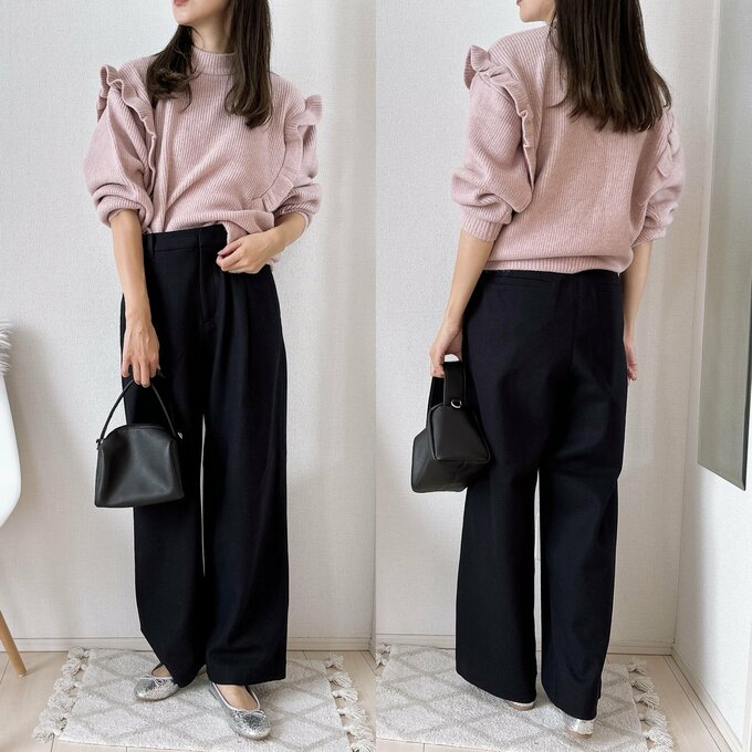 甘いニット合わせ