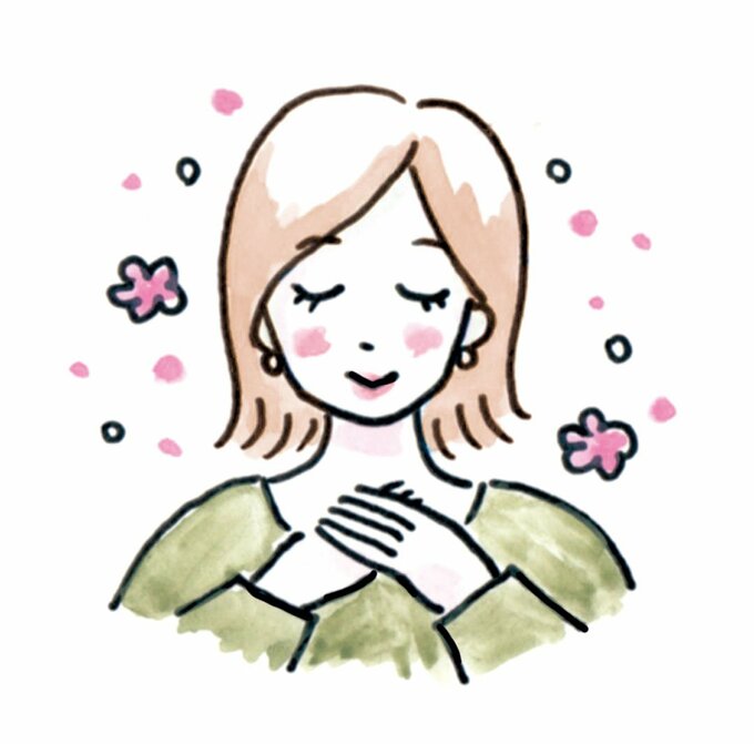 目を閉じる女性