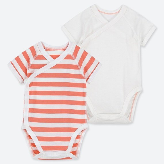 クルーネックボディ　半そで 前開き 2枚組