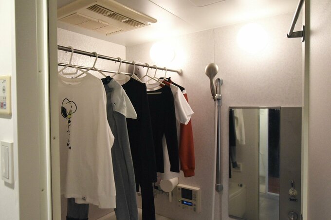 浴室に干した洗濯物