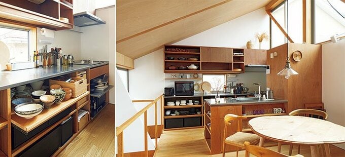 扉をなくしてコストダウンしたキッチン