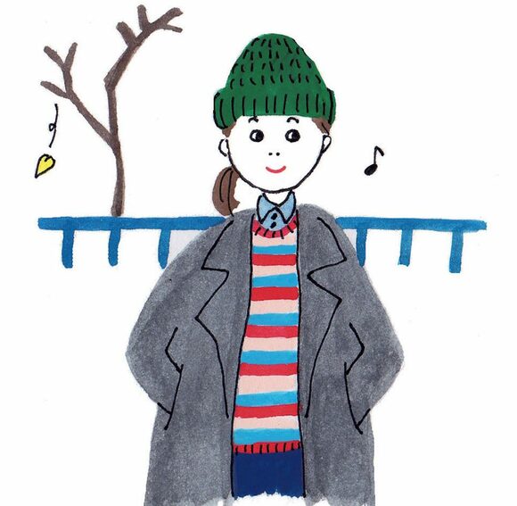 イラストニット帽をかぶった女性