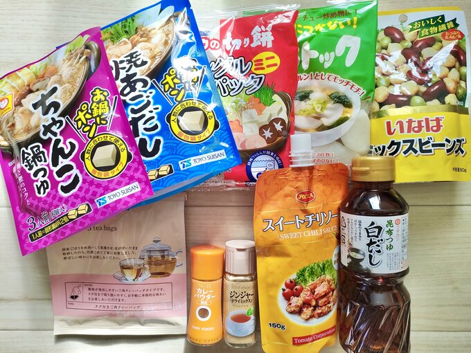100均で買える食材。だいたいの商品は近所のキャンドゥで購入