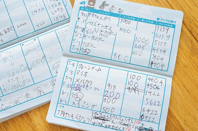 細かく記入されたおこづかい帳