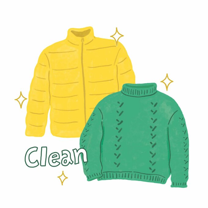 ニットとダウンのイラスト