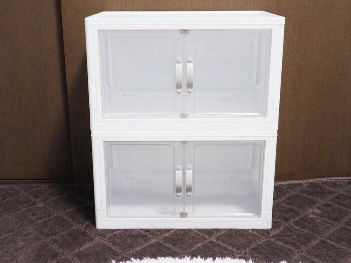 ダイソー　扉付き折りたたみ収納ケース　サイズ大　8個 New DAISO product] The super popular storage case with doors! They