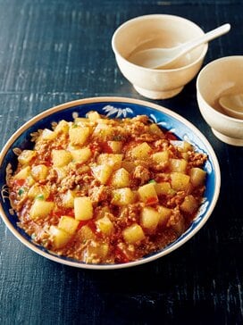 ジューシーな大根がたっぷりの「麻婆大根」。辛くないのに本格味
