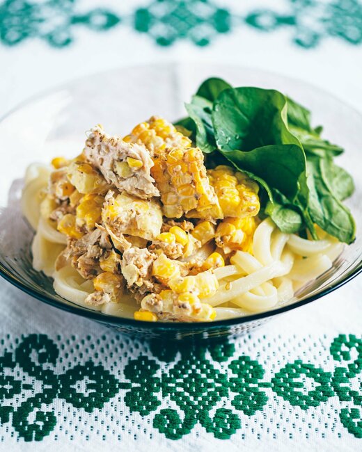 トウモロコシとササミのゴマサラダうどん