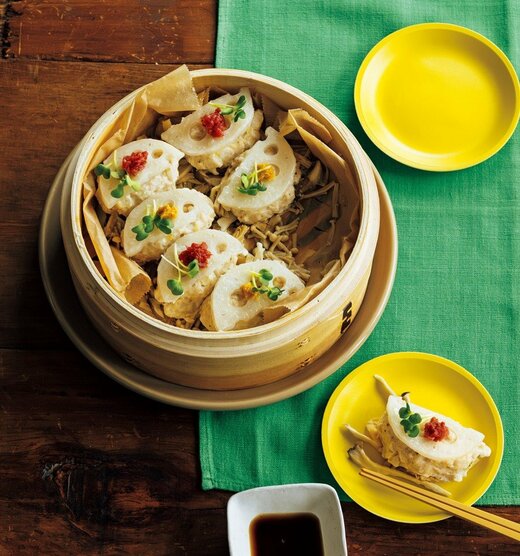 刻みレンコンとキノコの鶏つくね