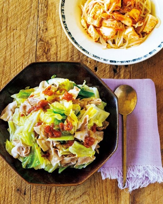 蒸し豚とキャベツの梅ポンソース