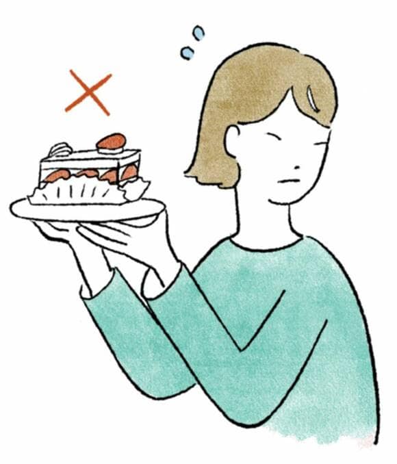 イラストケーキと女性