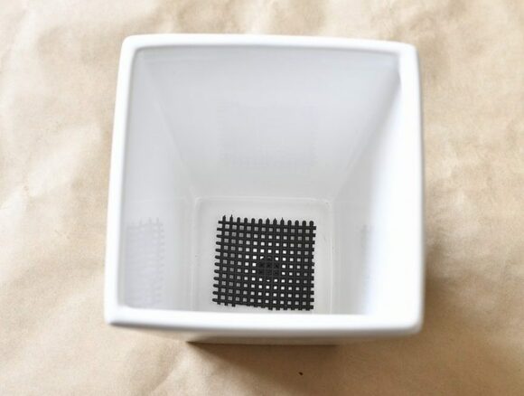 鉢底ネットをかぶせる