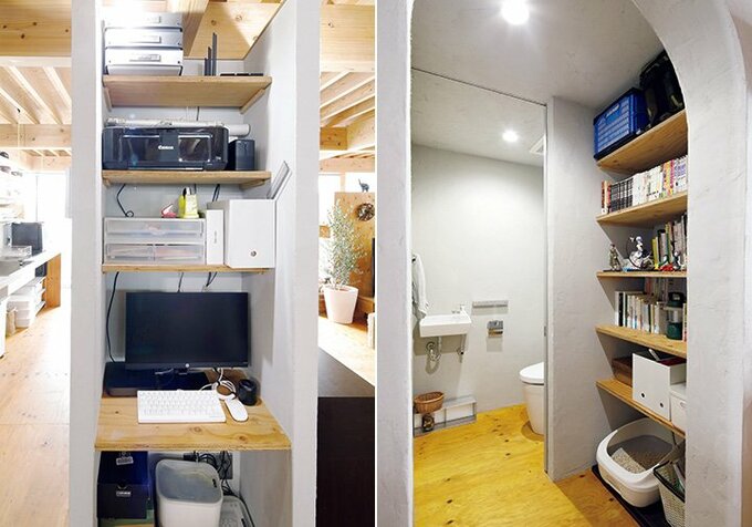 収納兼ミニ書斎スペースとトイレ