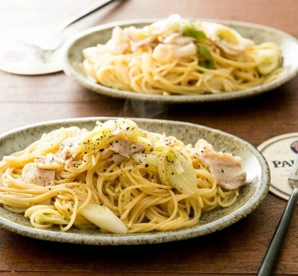豚バラとネギのバターしょうゆパスタ