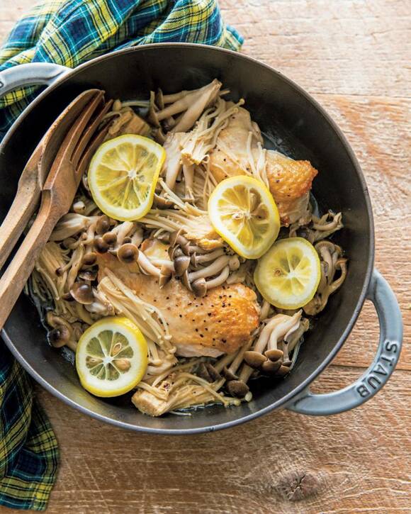 鶏のキノコレモン蒸し