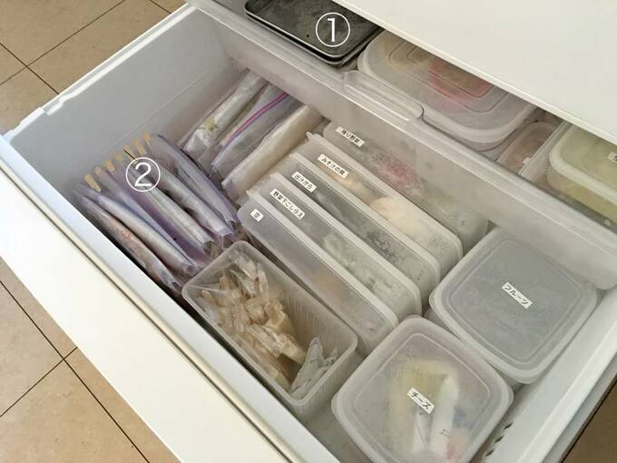 冷凍室の上段と下段