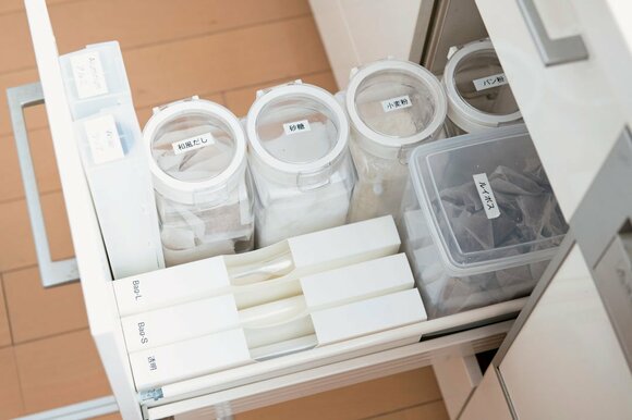 保存容器、フタにラベリング