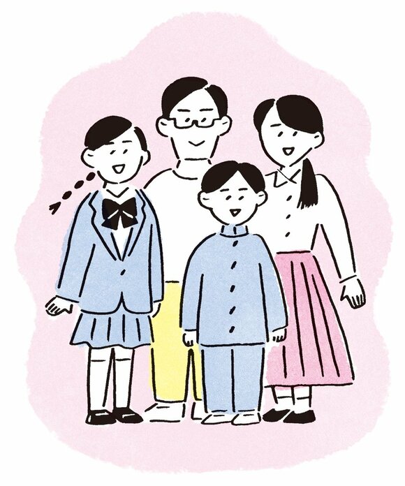 イラスト家族中学生の子供