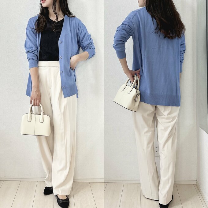 ブラックのインナーと合わせたカーディガンのコーデ