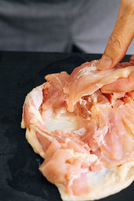 ローストチキンロールの調理過程