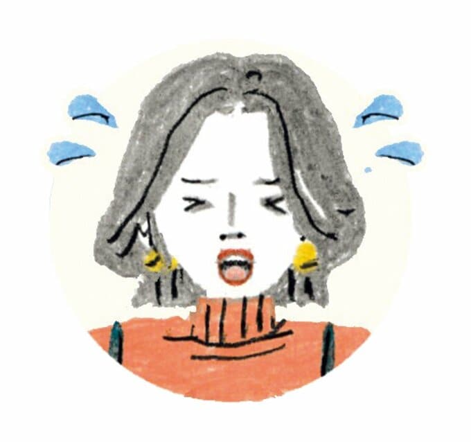 焦った表情の女性のイラスト