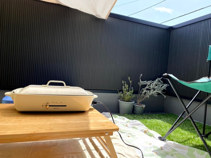 ベランダとホットプレート