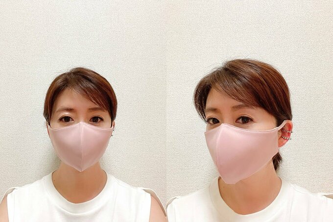 ラフィナン美容フェイスパックをつけた様子