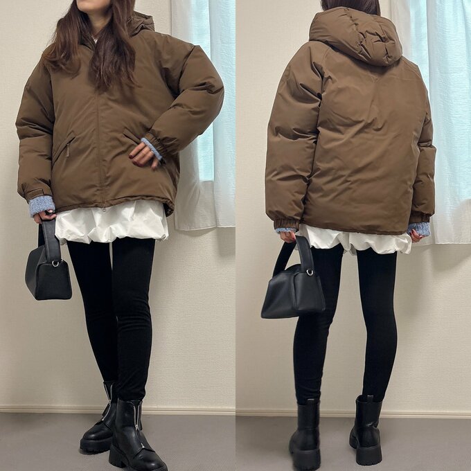 GU ウォームパデットパーカ　スキニーコーデ